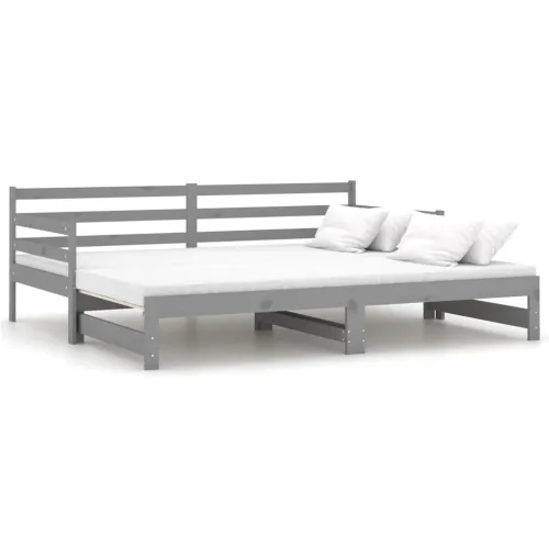  Dnevni ležaj na izvlačenje sivi od borovine 2 x (90 x 200) cm - Siva Cijena