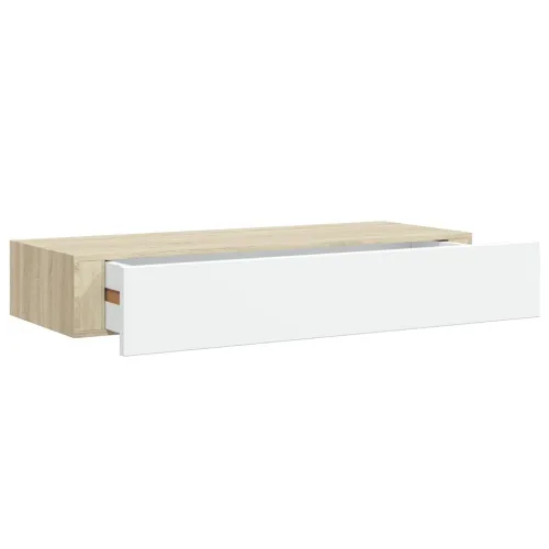 Zidne police s ladicama 2 kom. hrast i bijela 60x23,5x10 cm MDF - Boja hrasta i bijela 60 x 23.5 x 10 cm 2 Cijena