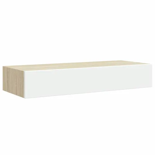 Zidne police s ladicama 2 kom. hrast i bijela 60x23,5x10 cm MDF - Boja hrasta i bijela 60 x 23.5 x 10 cm 2 Cijena