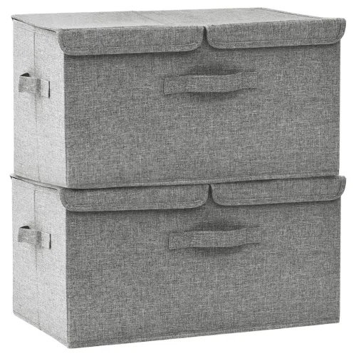 Kutije za pohranu 2 kom od tkanine 50 x 30 x 25 cm sive - Siva 2 50 x 30 x 25 cm Cijena