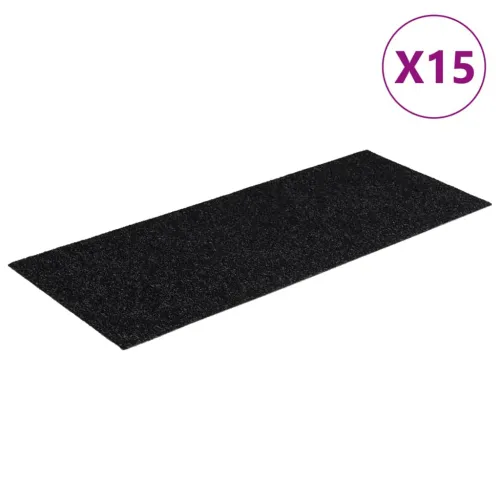 Prostirke za stepenice samoljepljive 15 kom 60x25 cm crne pravokutne - Crna 60 x 25 cm 15 Cijena