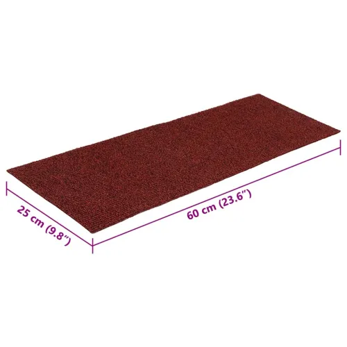 Prostirke za stepenice, samoljepljive, 15 kom 60x25 cm, bordo crvene, pravokutne - Bordo crvena 60 x 25 cm 15 Cijena