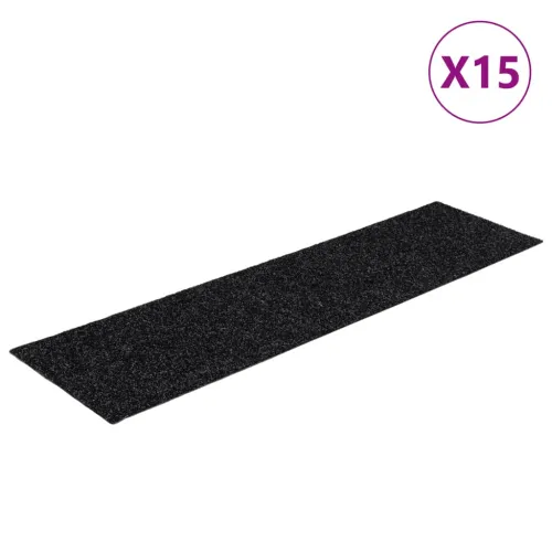Prostirke za stepenice samoljepljive 15 kom 76x20 cm crne pravokutne - Crna 76 x 20 cm 15 Cijena