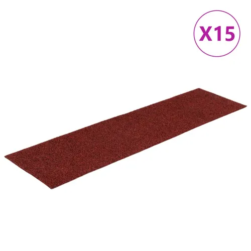 Prostirke za stepenice samoljepljive 15 kom 76x20 cm bordo crvene pravokutne - Bordo crvena 76 x 20 cm 15 Cijena