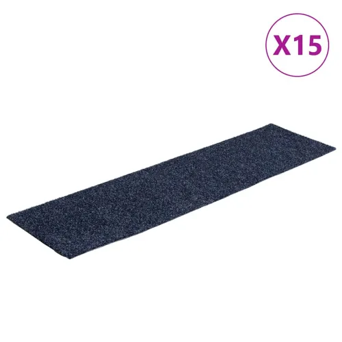 Prostirke za stepenice samoljepljive 15 kom 76x20 cm sivo plave pravokutne - Sivo-plava 76 x 20 cm 15 Cijena