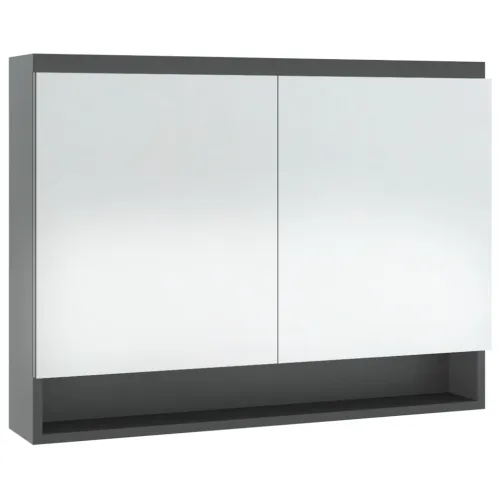 Kupaonski ormarić s ogledalom 80 x 15 x 60 cm MDF sivi - Siva 1 Cijena