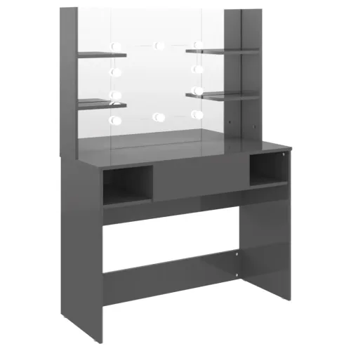 Stolić za šminkanje LED 100 x 40 x 135 cm MDF sjajni sivi - Sjajna siva 1 Sjajna siva Cijena