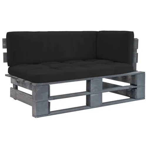 Kutna vrtna sofa od paleta od sivo impregnirane borovine - Crna Siva kutna sofa Cijena