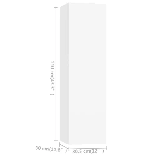 4-dijelni set TV ormarića bijeli od konstruiranog drva - Bijela 1 110 cm Bijela Cijena