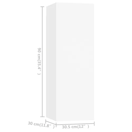 4-dijelni set TV ormarića bijeli od konstruiranog drva - Bijela 1 90 cm Bijela Cijena