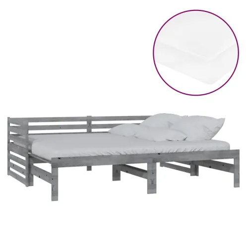 Dnevni ležaj na izvlačenje 2 x (90 x 200) cm sivi od borovine - Siva Cijena