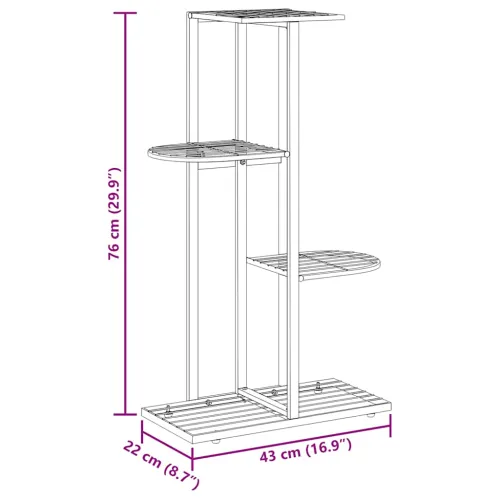 Stalak za cvijeće s 4 razine 43 x 22 x 76 cm crni metalni - Crna 43 x 22 x 76 cm Cijena