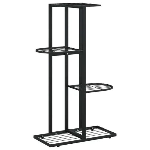 Stalak za cvijeće s 4 razine 43 x 22 x 76 cm crni metalni - Crna 43 x 22 x 76 cm Cijena