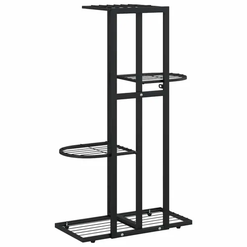 Stalak za cvijeće s 4 razine 43 x 22 x 76 cm crni metalni - Crna 43 x 22 x 76 cm Cijena