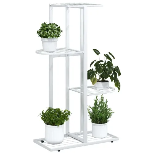 Stalak za cvijeće s 4 razine 43 x 22 x 76 cm bijeli metalni - Bijela 43 x 22 x 76 cm Cijena