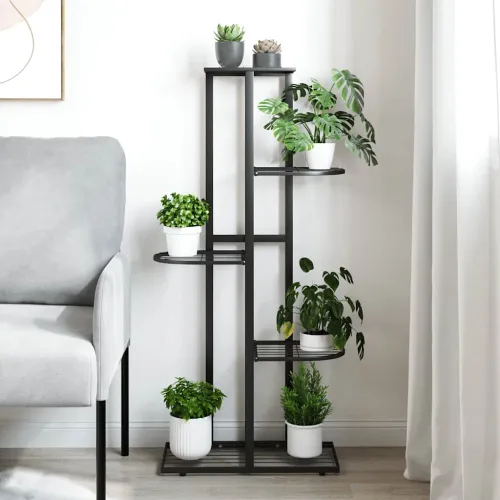 Stalak za cvijeće s 5 razina 43 x 22 x 98 cm crni metalni - Crna 43 x 22 x 98 cm Cijena