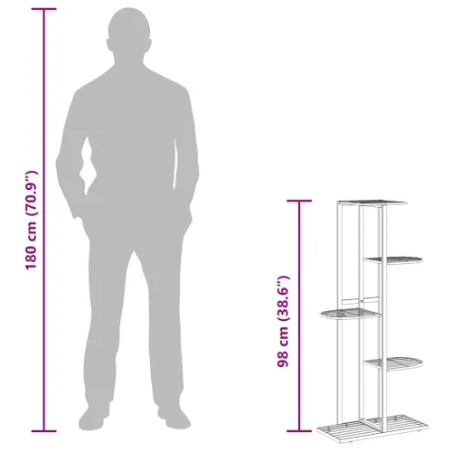 Stalak za cvijeće s 5 razina 43 x 22 x 98 cm crni metalni - Crna 43 x 22 x 98 cm Cijena