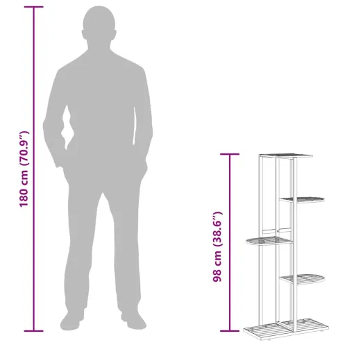 Stalak za cvijeće s 5 razina 43 x 22 x 98 cm bijeli metalni - Bijela 43 x 22 x 98 cm Cijena