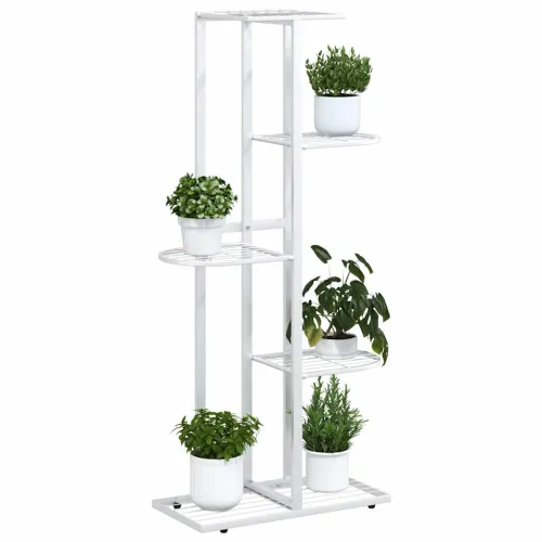 Stalak za cvijeće s 5 razina 43 x 22 x 98 cm bijeli metalni - Bijela 43 x 22 x 98 cm Cijena