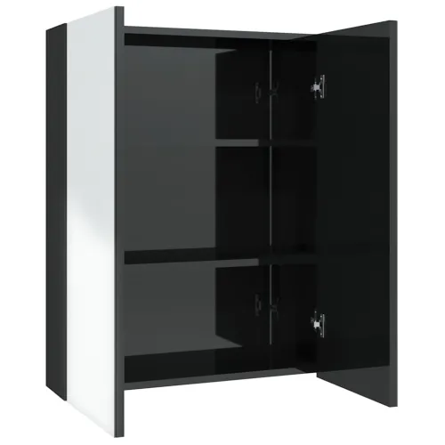 Kupaonski ormarić s ogledalom 60x15x75 cm MDF sjajni crni - Sjajna crna Cijena