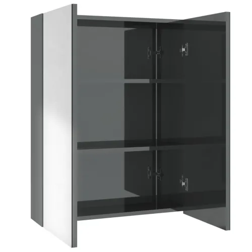 Kupaonski ormarić s ogledalom 60x15x75 cm MDF siva bijeli - Sjajna siva Cijena