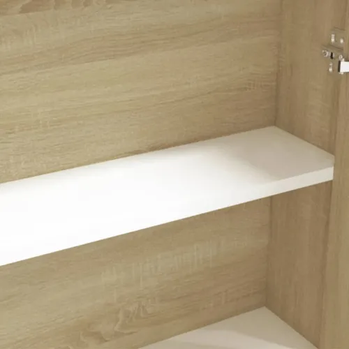 Kupaonski ormarić s ogledalom 60x15x75 cm MDF bijeli i hrast - Bijela i hrast Cijena
