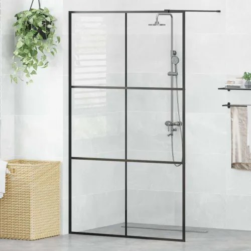 Pregrada za tuširanje s prozirnim staklom ESG 115 x 195 cm crna - Crna 115 x 195 cm Transparentan Cijena