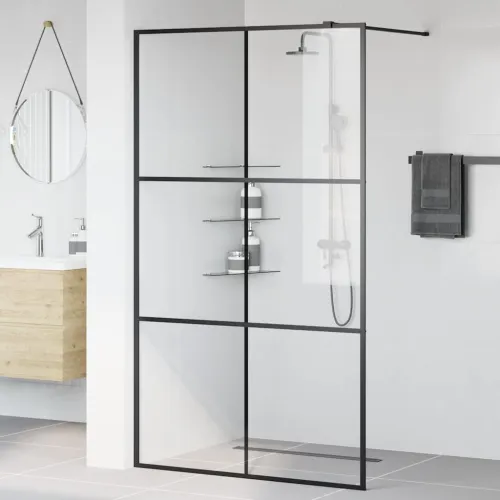 Pregrada za tuširanje s prozirnim staklom ESG 115 x 195 cm crna - Crna 115 x 195 cm Transparentan Cijena