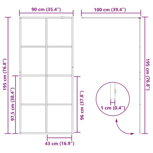Pregrada za tuširanje s prozirnim staklom ESG 90 x 195 cm crna - Crna 90 x 195 cm Transparentan Cijena