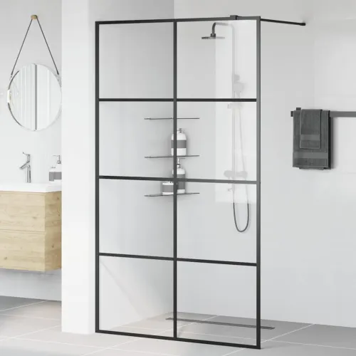 Pregrada za tuširanje s prozirnim staklom ESG 115 x 195 cm crna - Crna 115 x 195 cm Transparentan Cijena