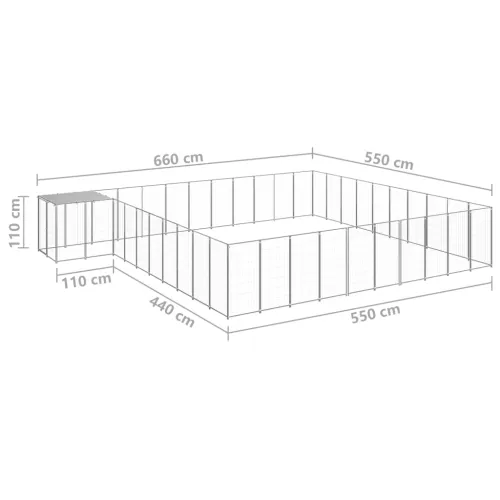Kavez za pse srebrni 31,46 m² čelični - Srebrno 31.46 m² 1 Cijena