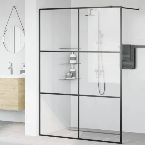 Pregrada za tuširanje s prozirnim staklom ESG 140 x 195 cm crna - Crna 140 x 195 cm Transparentan Cijena