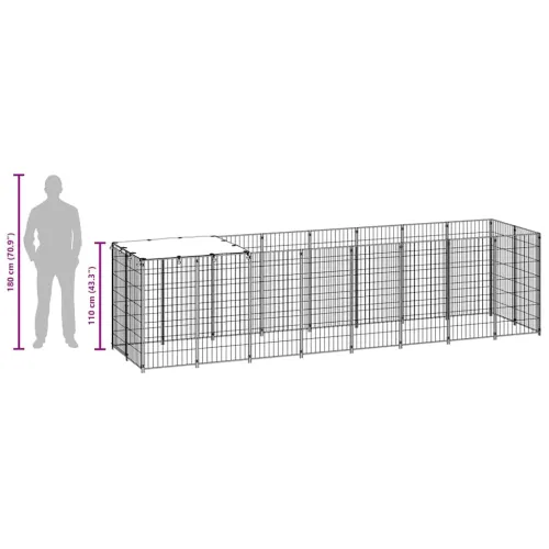 Kavez za pse crni 4,84 m² čelični - Crna 440 x 110 x 110 cm Cijena