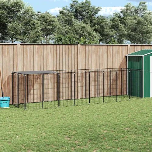 Kavez za pse crni 4,84 m² čelični - Crna 440 x 110 x 110 cm 1 Crna Cijena