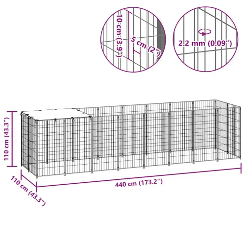 Kavez za pse crni 4,84 m² čelični - Crna 440 x 110 x 110 cm Cijena