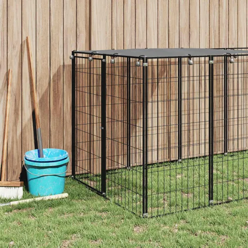 Kavez za pse crni 4,84 m² čelični - Crna 440 x 110 x 110 cm Cijena