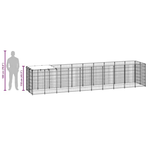 Kavez za pse crni 6,05 m² čelični - Crna 550 x 110 x 110 cm Cijena