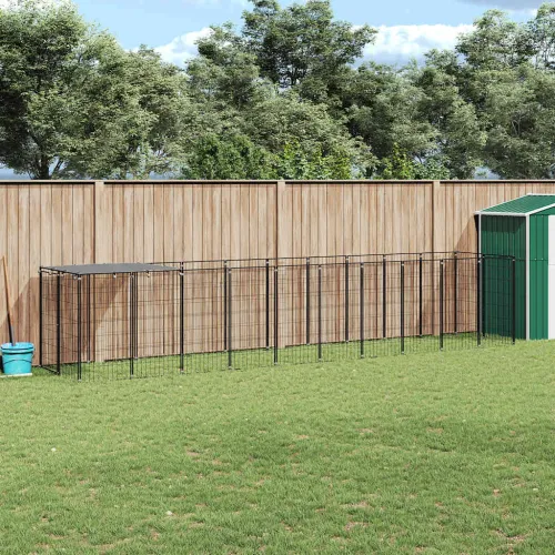 Kavez za pse crni 6,05 m² čelični - Crna 550 x 110 x 110 cm 1 Crna Cijena