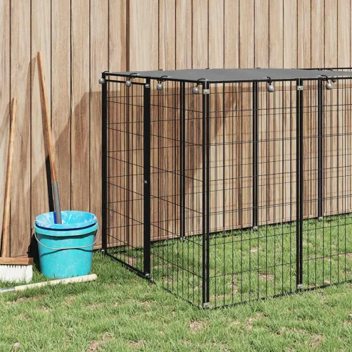 Kavez za pse crni 6,05 m² čelični - Crna 550 x 110 x 110 cm Cijena