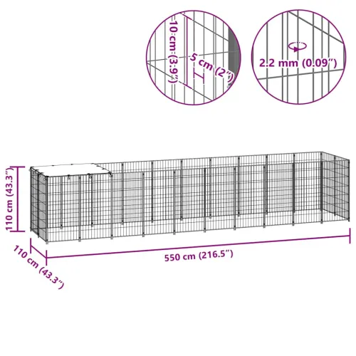 Kavez za pse srebrni 6,05 m² čelični - Srebrno 550 x 110 x 110 cm 1 Cijena