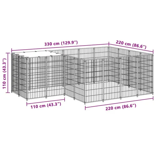Kavez za pse crni 6,05 m² čelični - Crna 6.05 m² Cijena