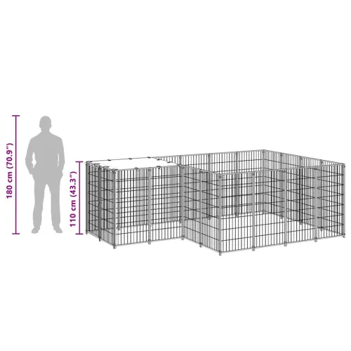 Kavez za pse crni 6,05 m² čelični - Crna 6.05 m² Cijena