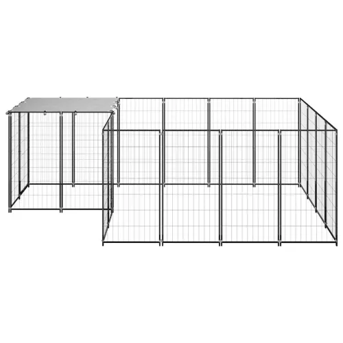 Kavez za pse crni 6,05 m² čelični - Crna 6.05 m² Cijena