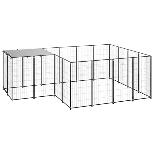 Kavez za pse crni 6,05 m² čelični - Crna 6.05 m² 1 Crna Cijena