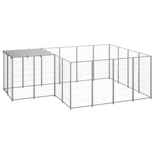 Kavez za pse srebrni 6,05 m² čelični - Srebrno 6.05 m² 1 Srebrno Cijena