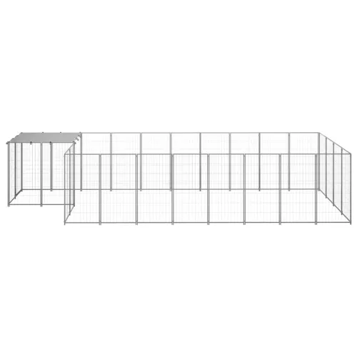 Kavez za pse srebrni 10,89 m² čelični - Srebrno 10.89 m² 1 Srebrno Cijena