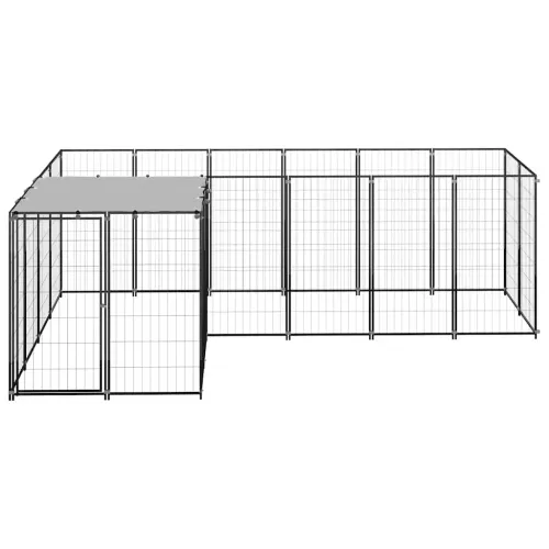 Kavez za pse crni 4,84 m² čelični - Crna 4.84 m² Cijena