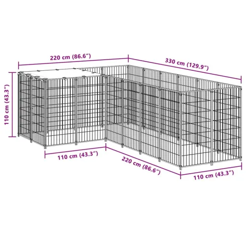 Kavez za pse crni 4,84 m² čelični - Crna 4.84 m² Cijena