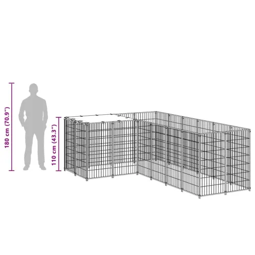 Kavez za pse crni 4,84 m² čelični - Crna 4.84 m² Cijena