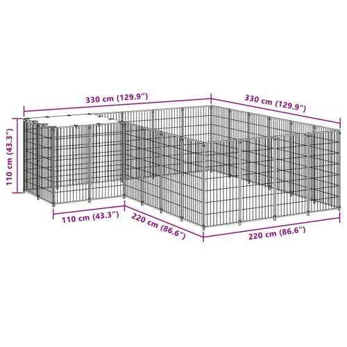 Kavez za pse crni 8,47 m² čelični - Crna 8.47 m² Cijena